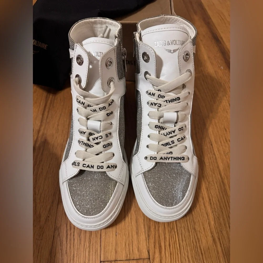 ZADIG & VOLTAIRE ZV1747 High Flash Glittery Sneakers size 36 - Picture 7 of 12